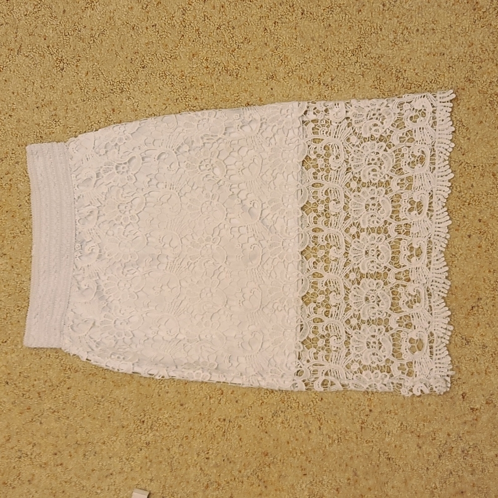 White Fitted Midi Skirt